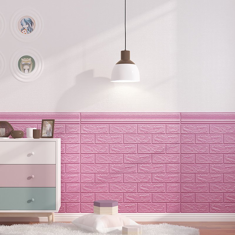 Peel and Stick Embossed Texture Wall Panels Waterproof Soft Anti-collision Wall Stickers for Home Decor