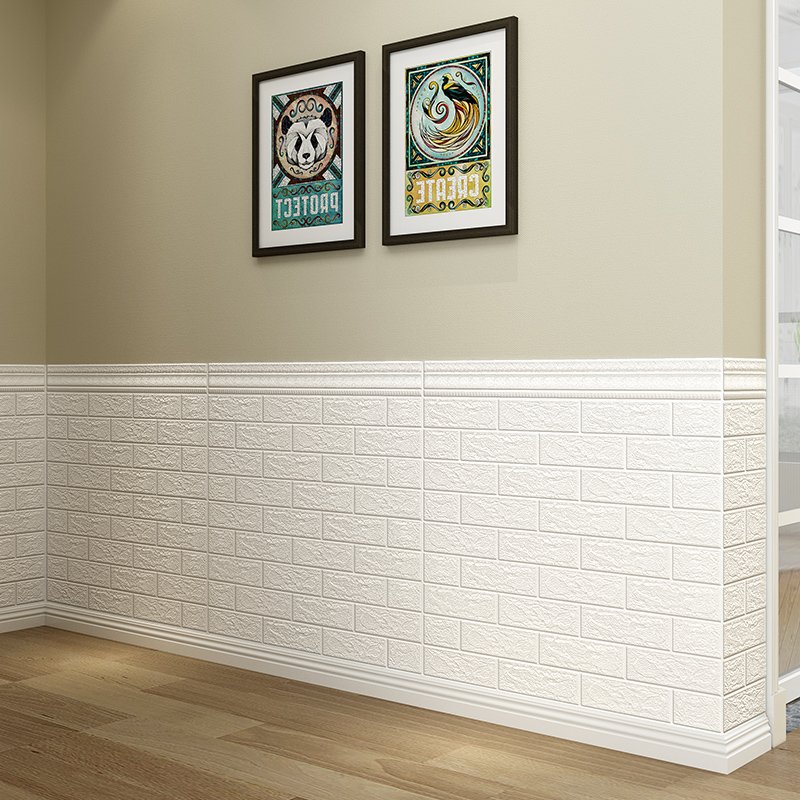 Peel and Stick Embossed Texture Wall Panels Waterproof Soft Anti-collision Wall Stickers for Home Decor