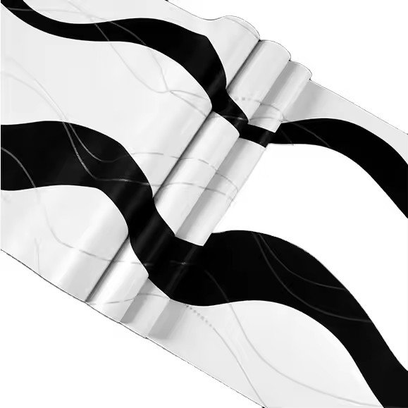 Simple and fashionable 3D geometric curve black and white striped wallpaper living room background wall personalized wallpaper