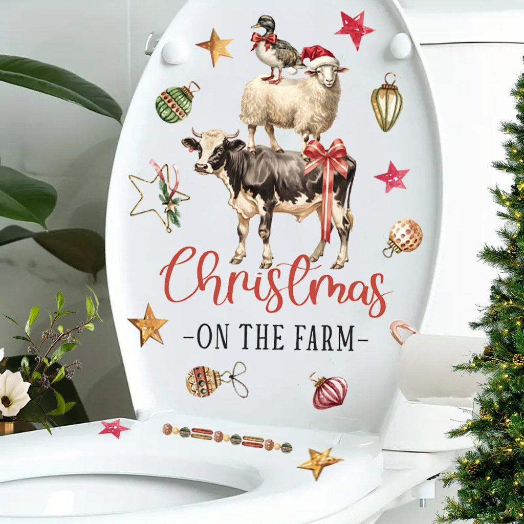 christmas toilet stickers supplies santa claus pvc Self-adhesive peel & stick waterproof bathroom wall stickers sales promotion