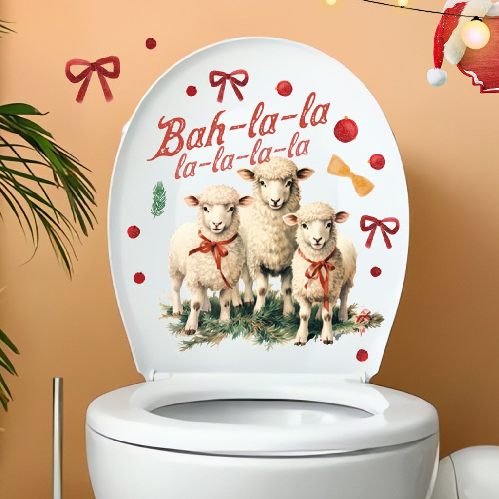 christmas toilet stickers supplies santa claus pvc Self-adhesive peel & stick waterproof bathroom wall stickers sales promotion