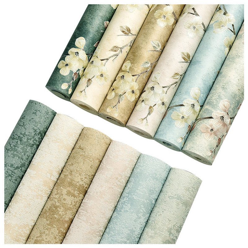 Mildew Resistant 3D Wall Papers Home Decor Solid Color Green Wallpaper Roll for Living Room Bedroom Decoration Mural A+B