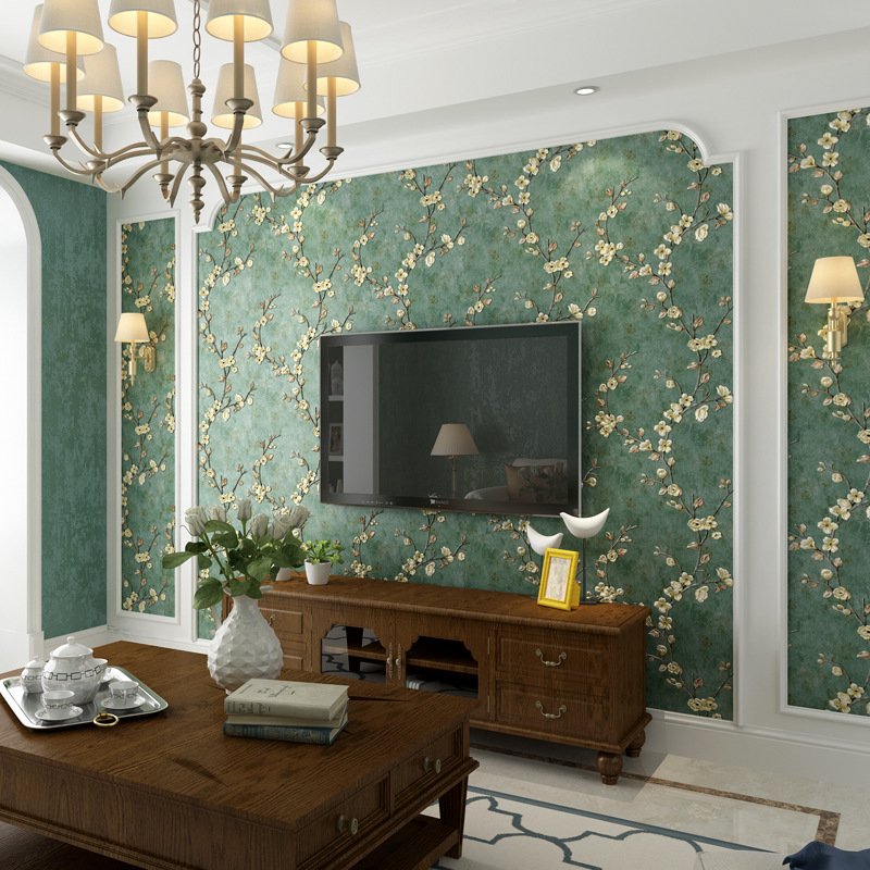 Mildew Resistant 3D Wall Papers Home Decor Solid Color Green Wallpaper Roll for Living Room Bedroom Decoration Mural A+B