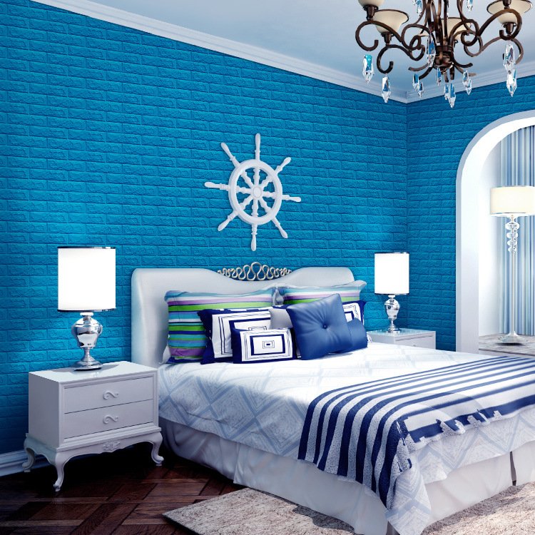 custom elegant brick blue sky and white clouds 3d wall mural design wallpaper/wall panel manufacture