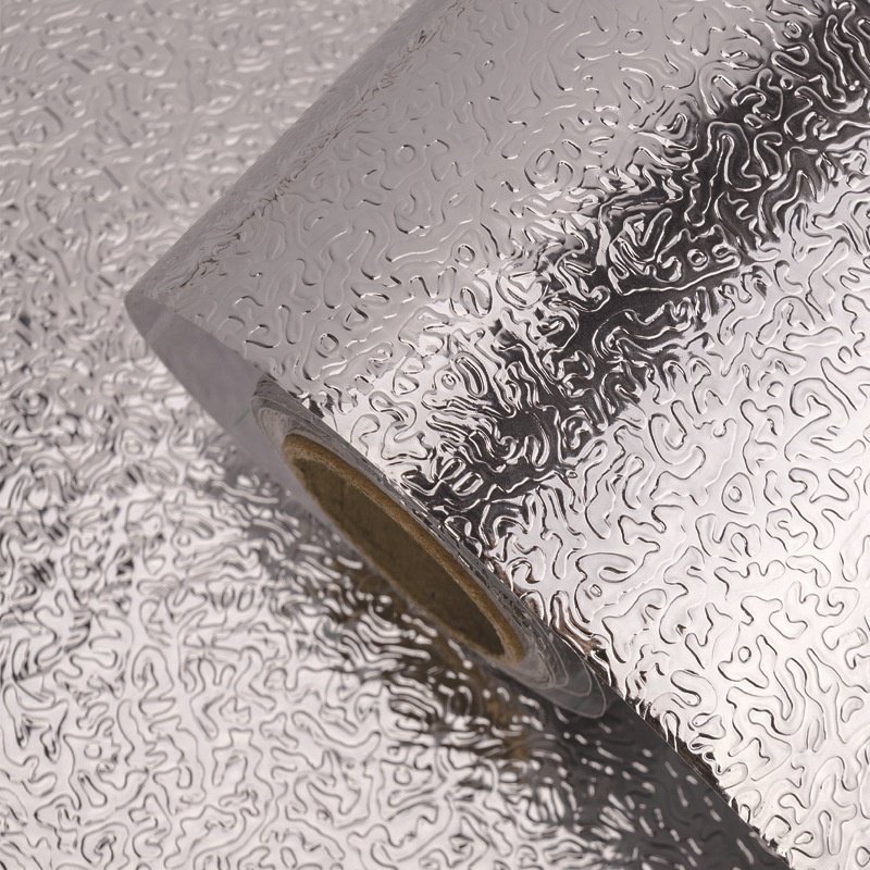 Aluminum Foil Sticker Orange Peal Pattern Embossed Stickers Fire Proof Kitchen Wall Decor Pvc Wallpaper Rolls