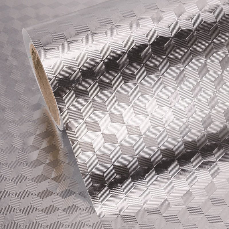Aluminum Foil Sticker Orange Peal Pattern Embossed Stickers Fire Proof Kitchen Wall Decor Pvc Wallpaper Rolls