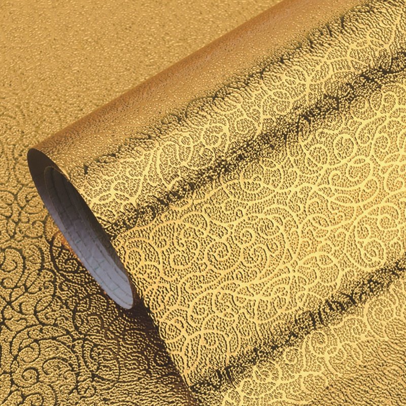 Aluminum Foil Sticker Orange Peal Pattern Embossed Stickers Fire Proof Kitchen Wall Decor Pvc Wallpaper Rolls