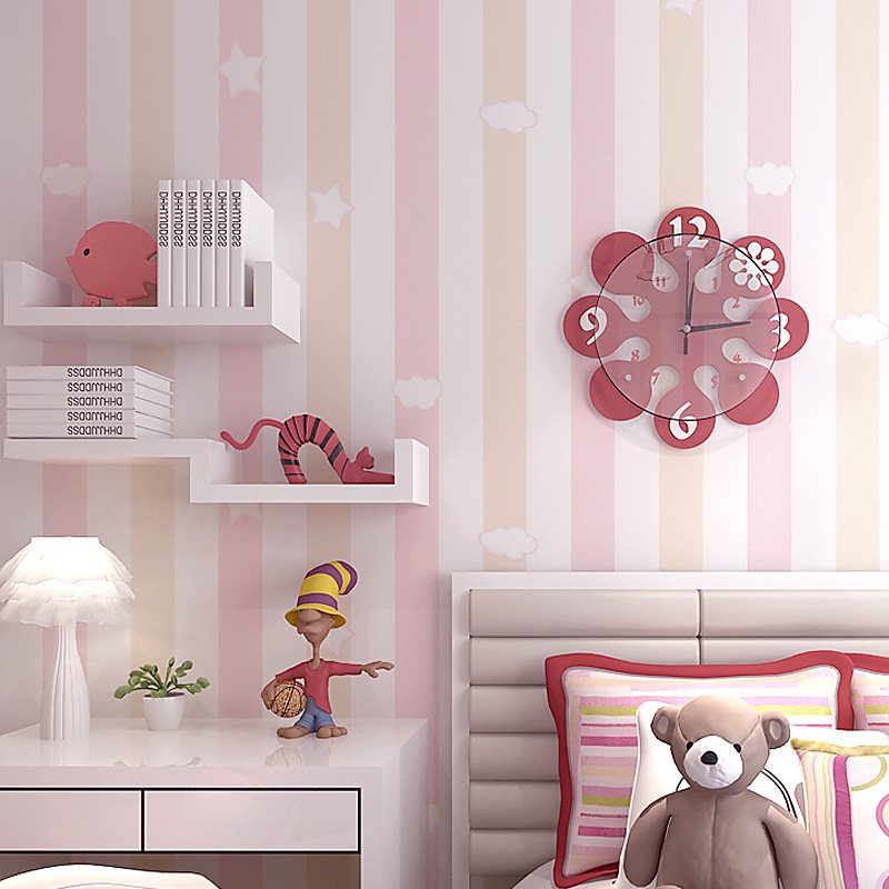 wallpapers for kids non-woven fabrics pink vertical stripes wall molding panels stickers home decor china factories buy 53cm*10m
