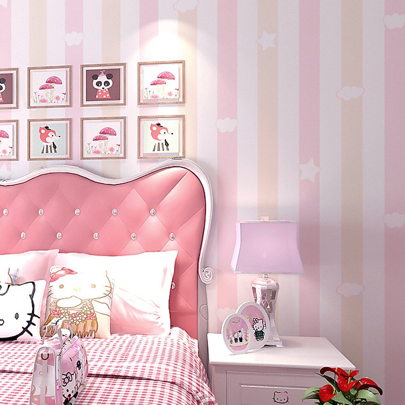 wallpapers for kids non-woven fabrics pink vertical stripes wall molding panels stickers home decor china factories buy 53cm*10m