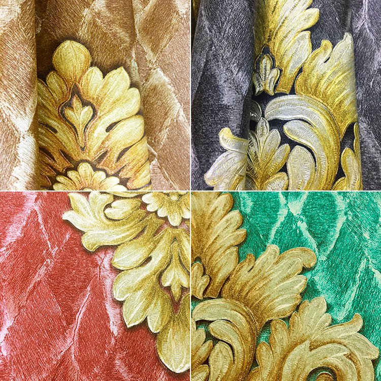 Elegant and gorgeous European classical baroque style deep embossed PVC wallpaper roll