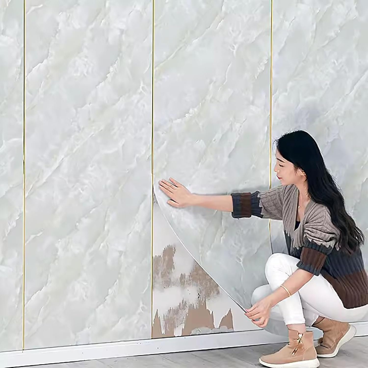 UDK Marble roll foil Wallpapers 60cm*3m Foam wallpaper sticker decorative film wall decor Living room