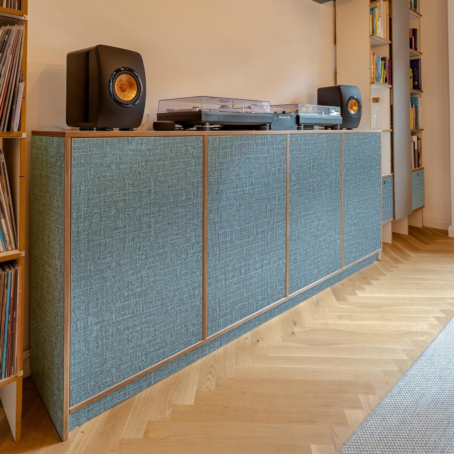 ORON High Quality Blue Linen Texture Interior Decorative Wall Paper pvc Self Adhesive Fabric Wallpaper Rolls For Wall