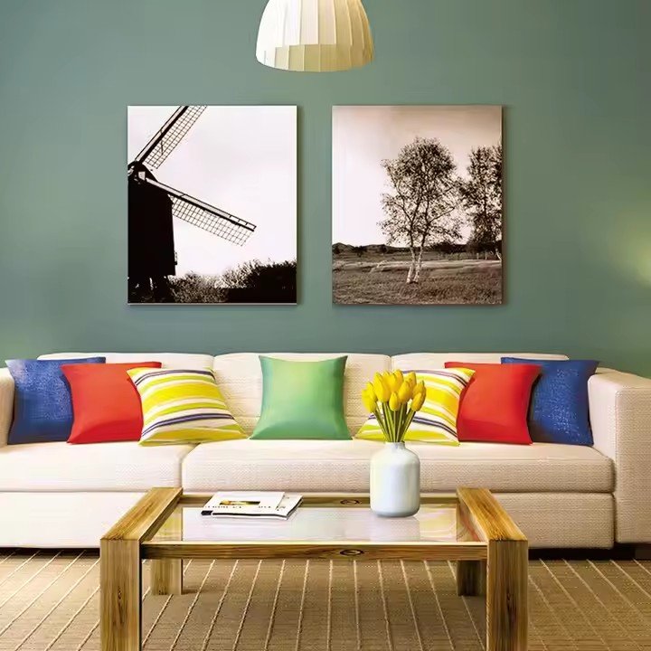 Green series simple plain color non-woven wallpaper silk green home decoration background wall wallpaper