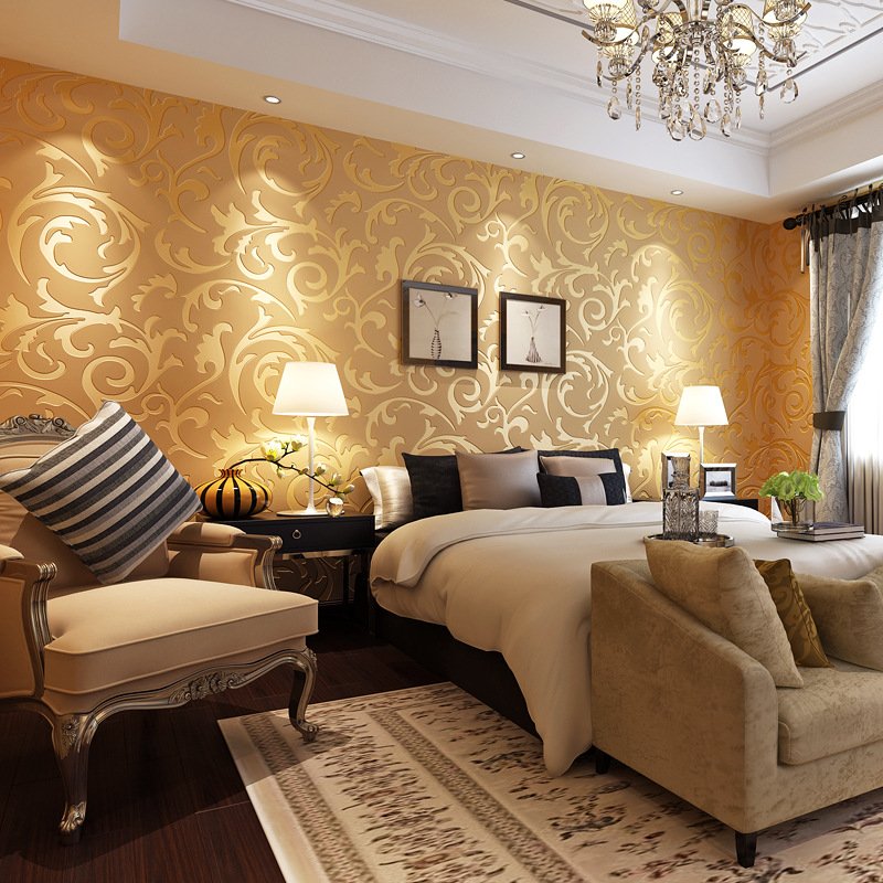 Wedding Decoration Pvc Deep Luxury Mural Damask Floral Embossed 3d Royal Design Style Wallpaper Roll