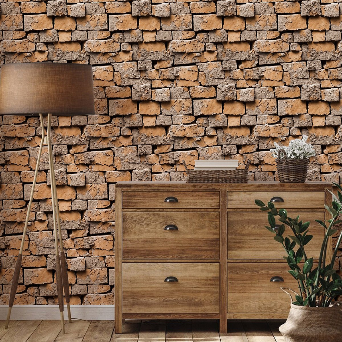 Retro and nostalgic im-itation brick pattern brick brick wallpaper, coffee shop bar restaurant cultural wallpaper
