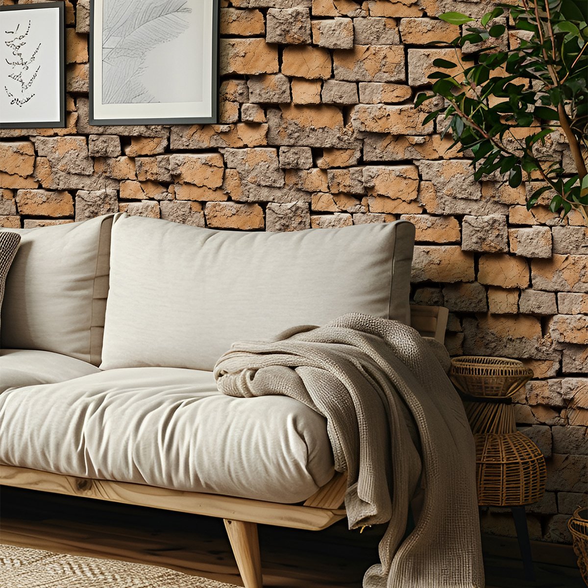 Retro and nostalgic im-itation brick pattern brick brick wallpaper, coffee shop bar restaurant cultural wallpaper