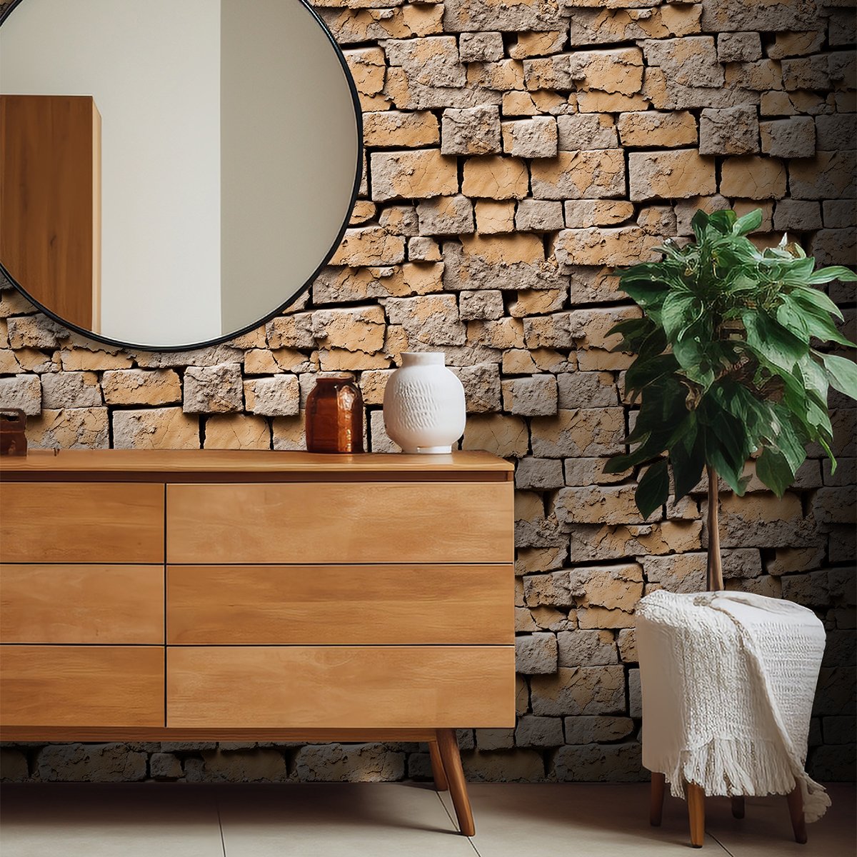 Retro and nostalgic im-itation brick pattern brick brick wallpaper, coffee shop bar restaurant cultural wallpaper