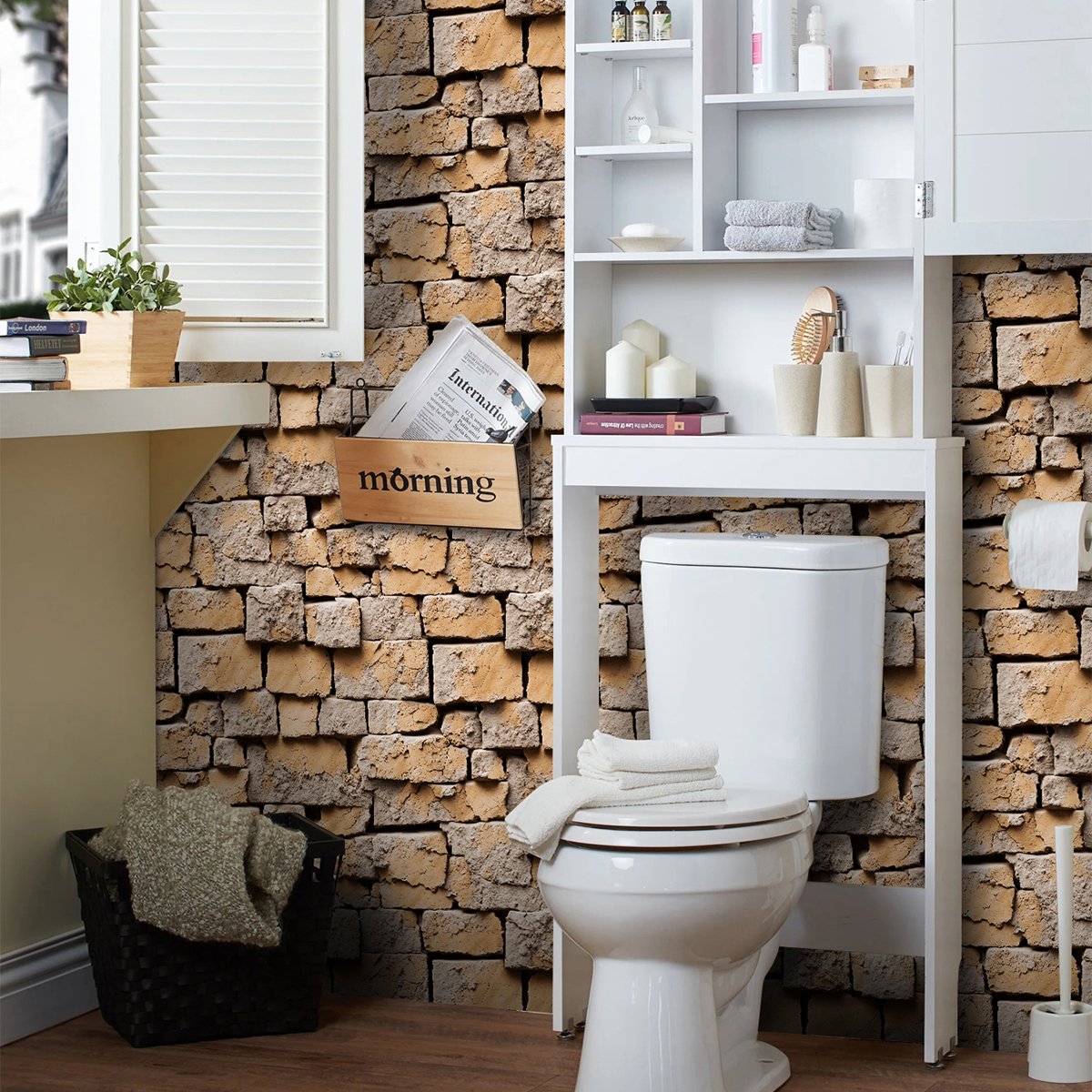 Retro and nostalgic im-itation brick pattern brick brick wallpaper, coffee shop bar restaurant cultural wallpaper