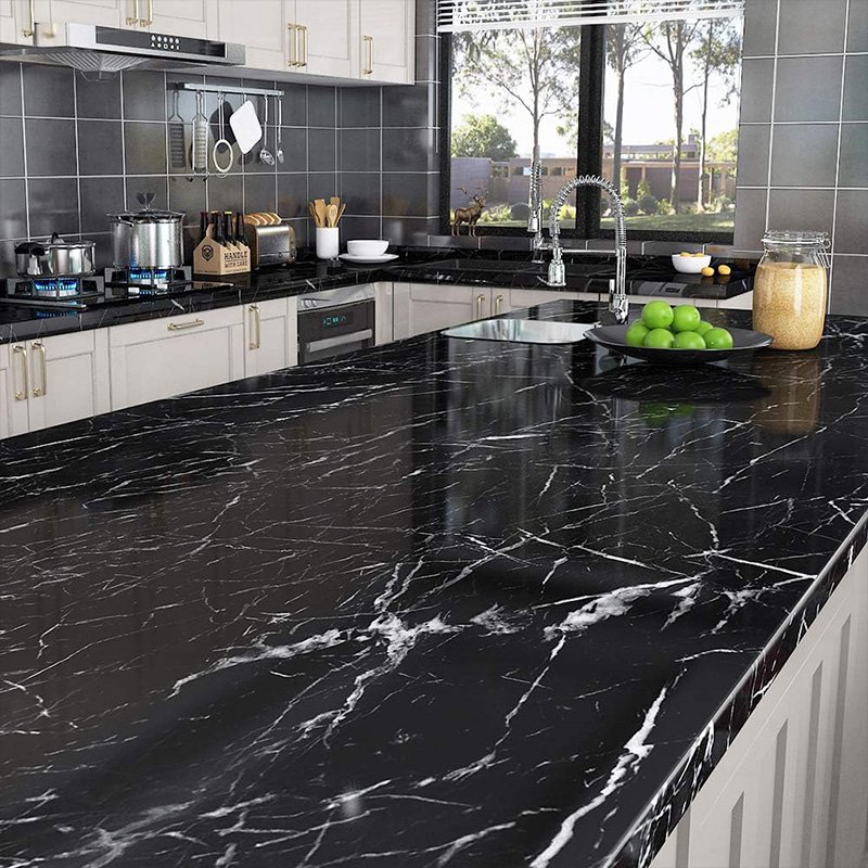 Removable Black morden design Waterproof Pvc Self Adhesive Marble Decorative Wallpaper Granite Vinyl Film Roll for bathroom