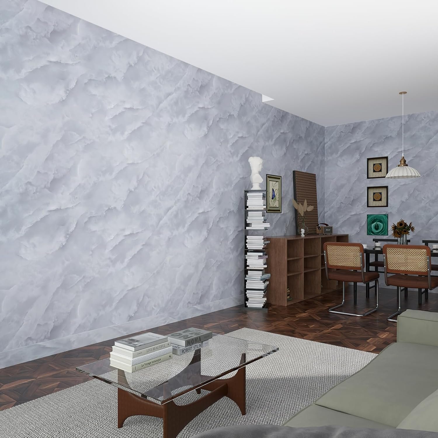 ORON DECO Waterproof High Glossy Marble Sticker Modern Self-Adhesive Peel and Stick Wall Paper Roll for Bathroom Countertop