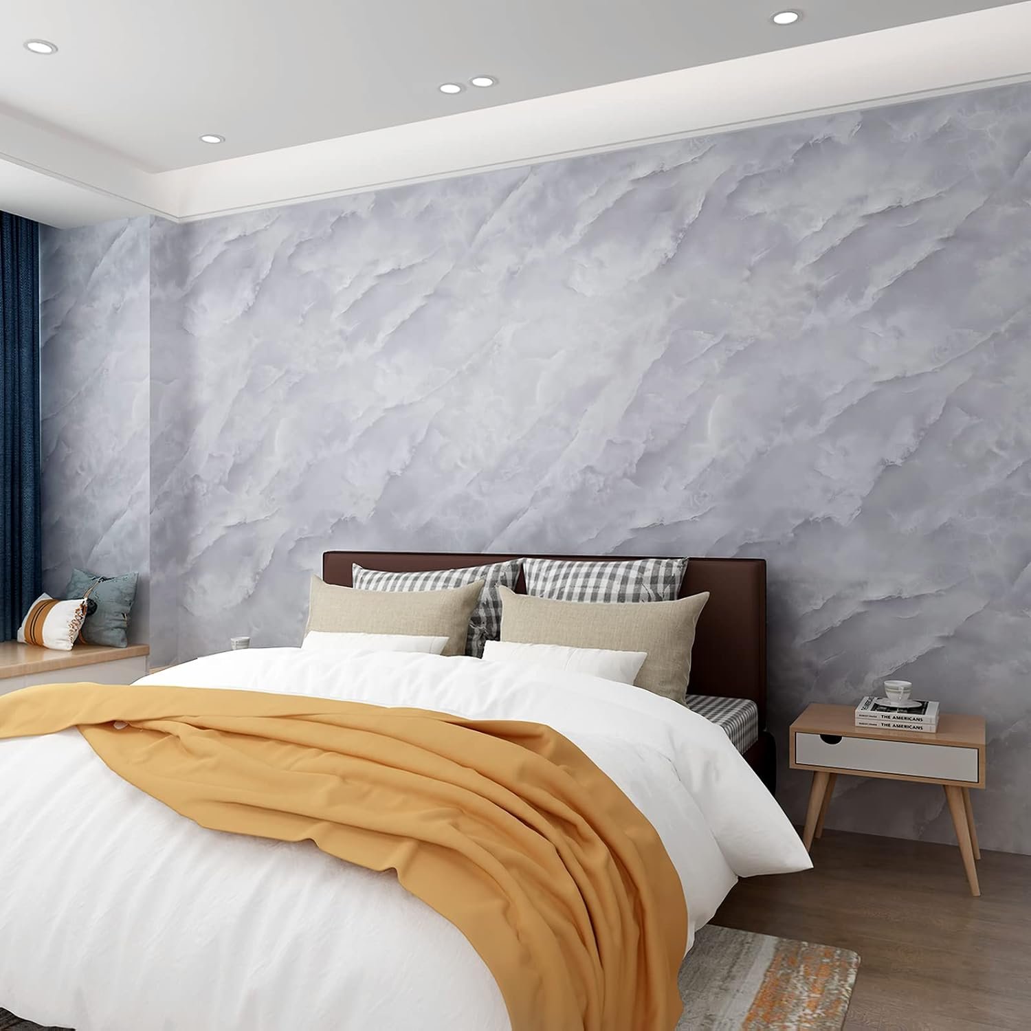 ORON DECO Waterproof High Glossy Marble Sticker Modern Self-Adhesive Peel and Stick Wall Paper Roll for Bathroom Countertop