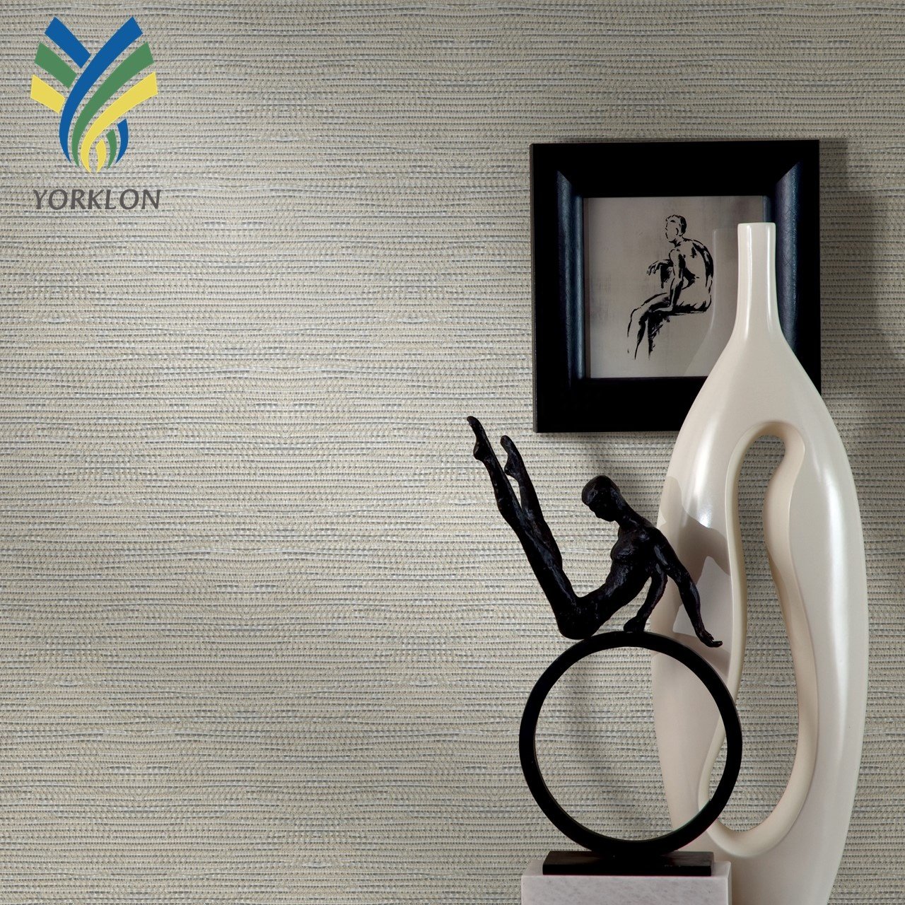 Latest CX 5386 Modern Design PE Woven Grey And White Silver Textured Wallpaper