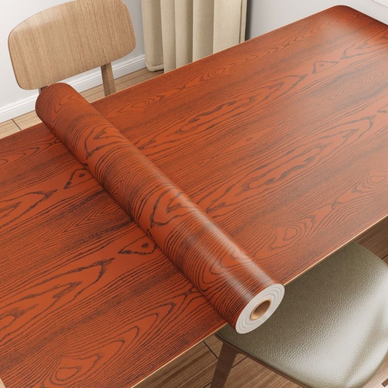 High Quality 6 Silk Wood Grain Wallpaper with Aluminum Foil Base Moistureproof Home Decoration Stickers for Bedroom Wall Panels