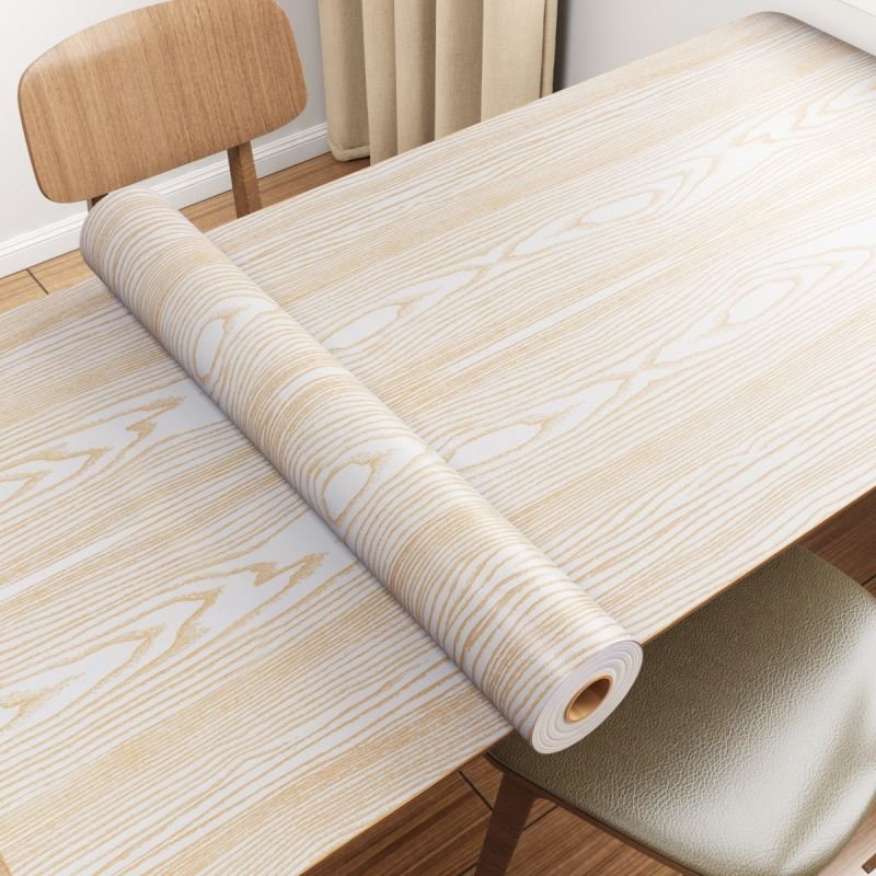 High Quality 6 Silk Wood Grain Wallpaper with Aluminum Foil Base Moistureproof Home Decoration Stickers for Bedroom Wall Panels