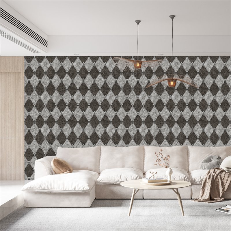ECO Vinyl Wallpaper Modern Luxury Waterproof Velvet Wallpaper Black Wallpaper Geometric