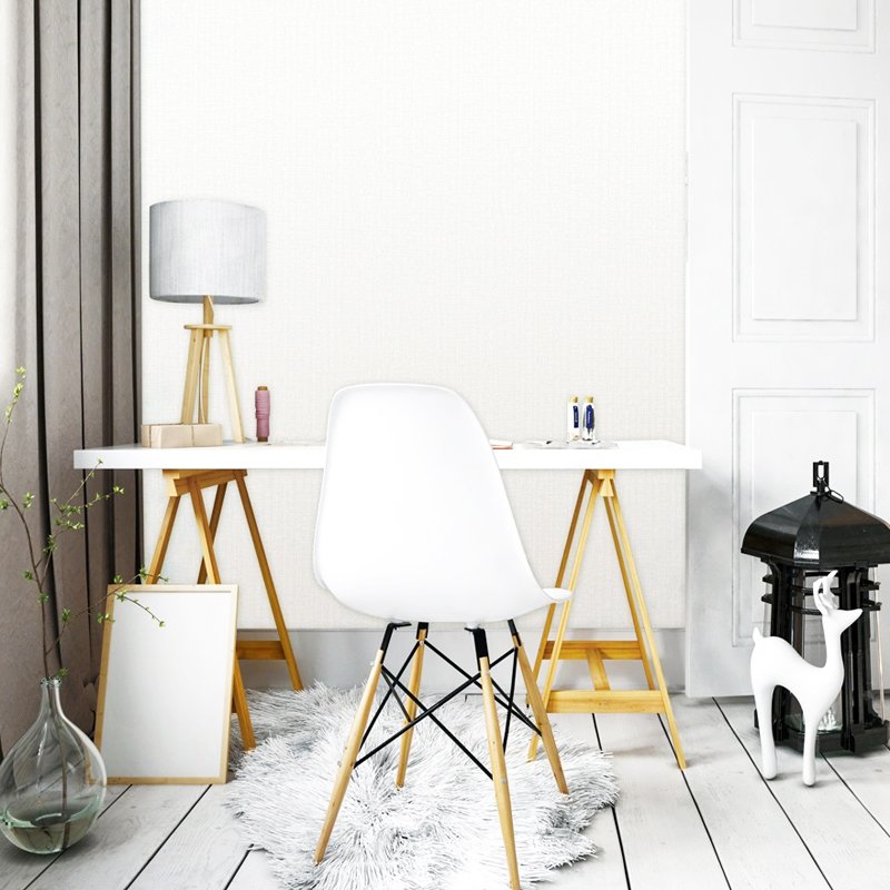 Rice white vertical pattern wallpaper, simple non woven wallpaper