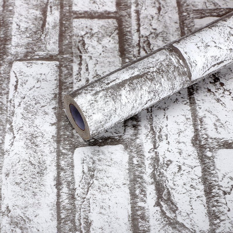 Classic Interior decoration grey 3d brick wallpaper pvc self-adhesive peel & stick wallpapers Rolls