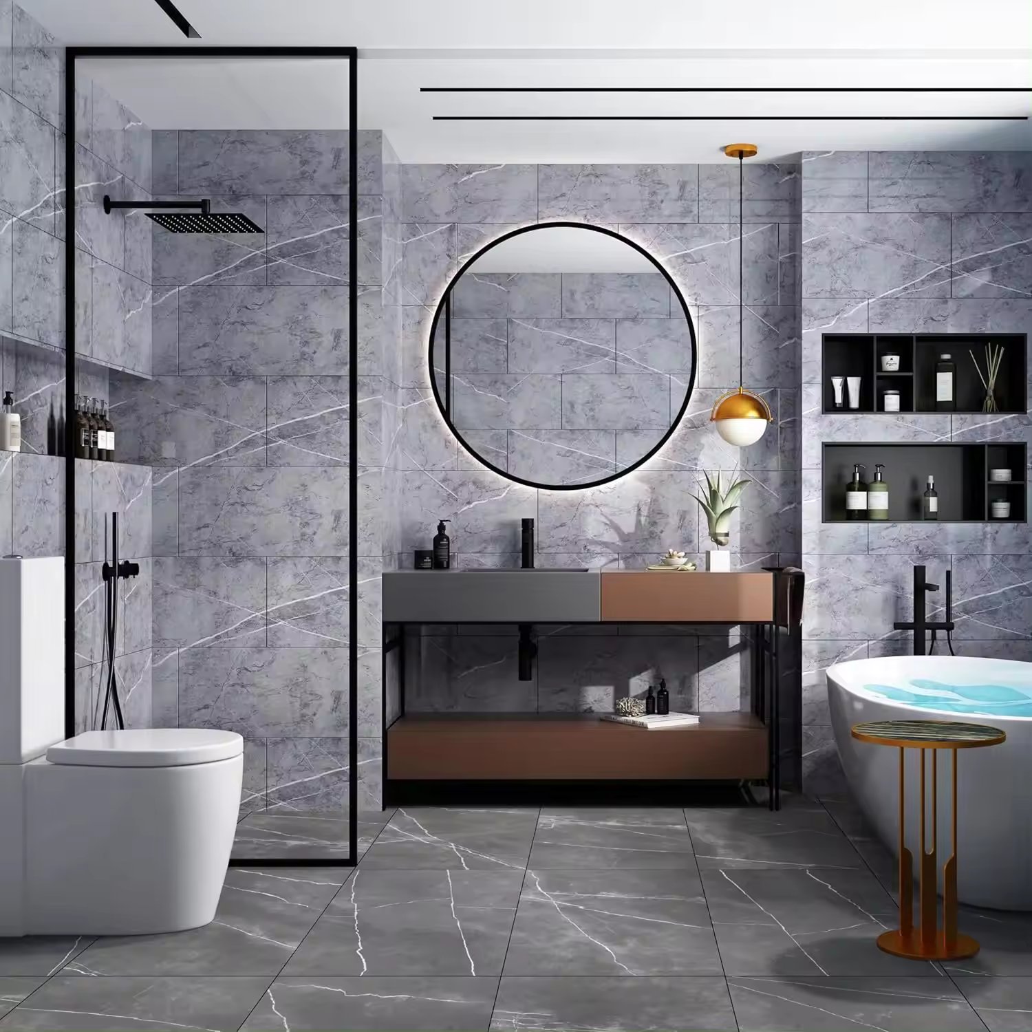 Custom 3D Marble Wallpaper Sticker Hot Search Home Decor Wall Decal for Kids Room Waterproof Bathroom Wall Decor Paper