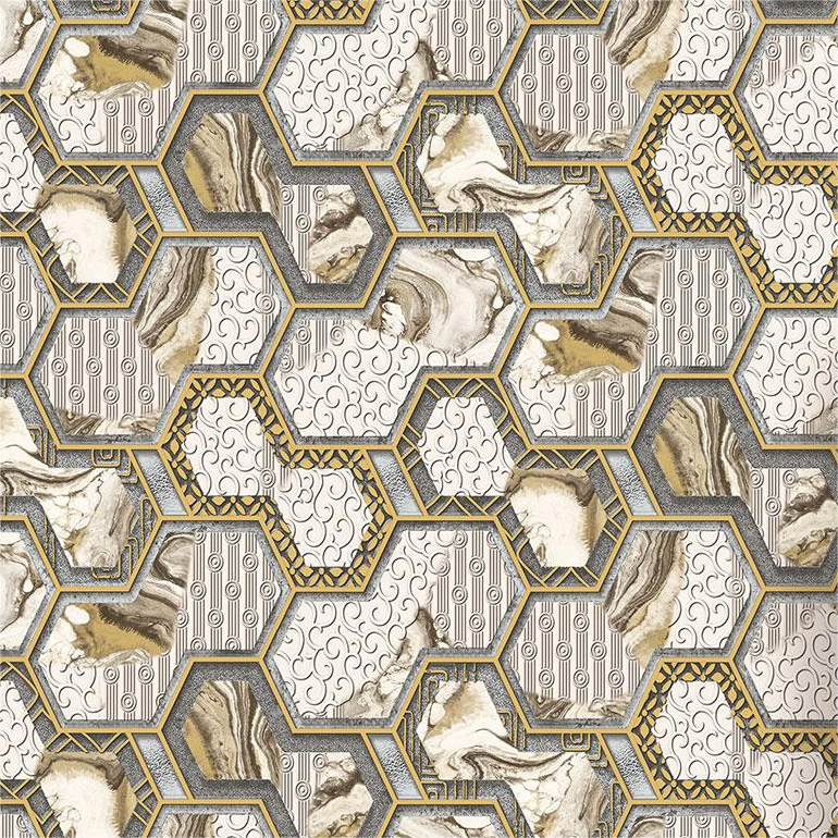 Traditional style geometric pattern high quality 3D mural pvc vinyl wallpaper rolls waterproof wall panel