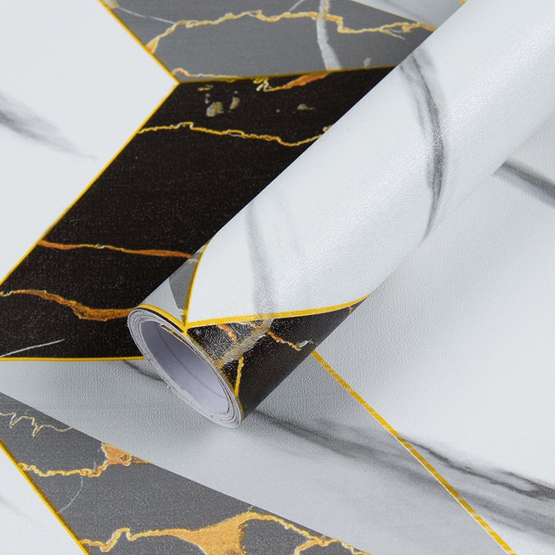 peel stick wallpaper For Home Decor Geometric water proof wall paper decorative pvc 3d gold geometric wallpaper