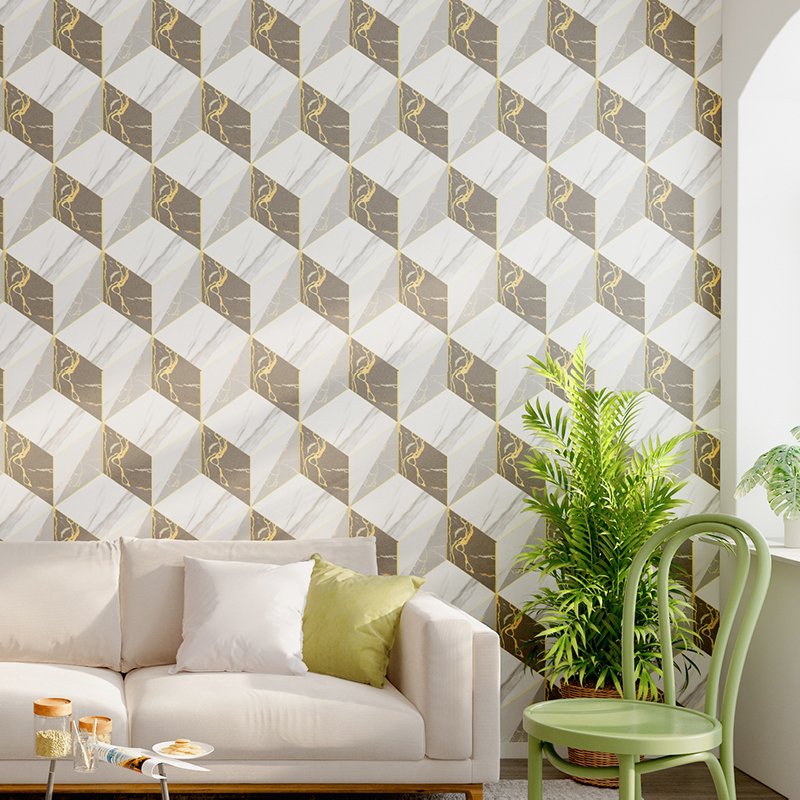 peel stick wallpaper For Home Decor Geometric water proof wall paper decorative pvc 3d gold geometric wallpaper