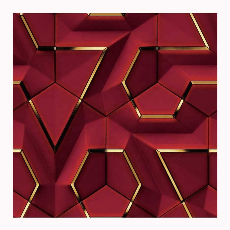 Interior 3D Geometric Wallpapers/wall Coating PVC Black and Gold Wallpaper
