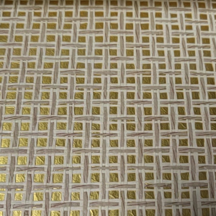 Natural style paper waving with gold foil background grasscloth sticker high quality wallpaper rolls hotel decor