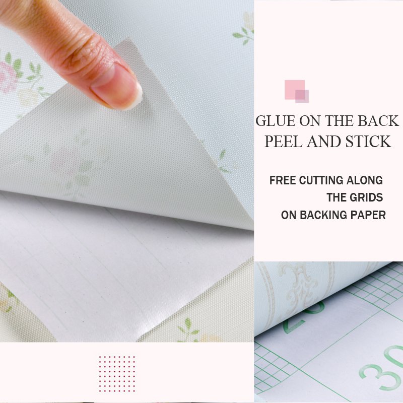 Self-Adhesive Stripe Floral Self-adhesive Wallpaper Roll for Home Renovation Student Dormitory Study Bedroom Printed Flower DIY