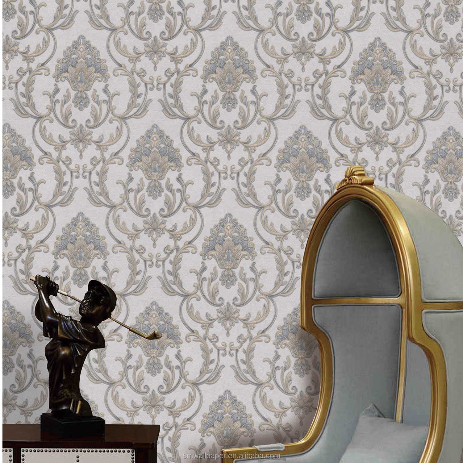 Italy Design Decorative PVC Wallpaper Embossed Papel De Parede Damask Wallpaper for Home