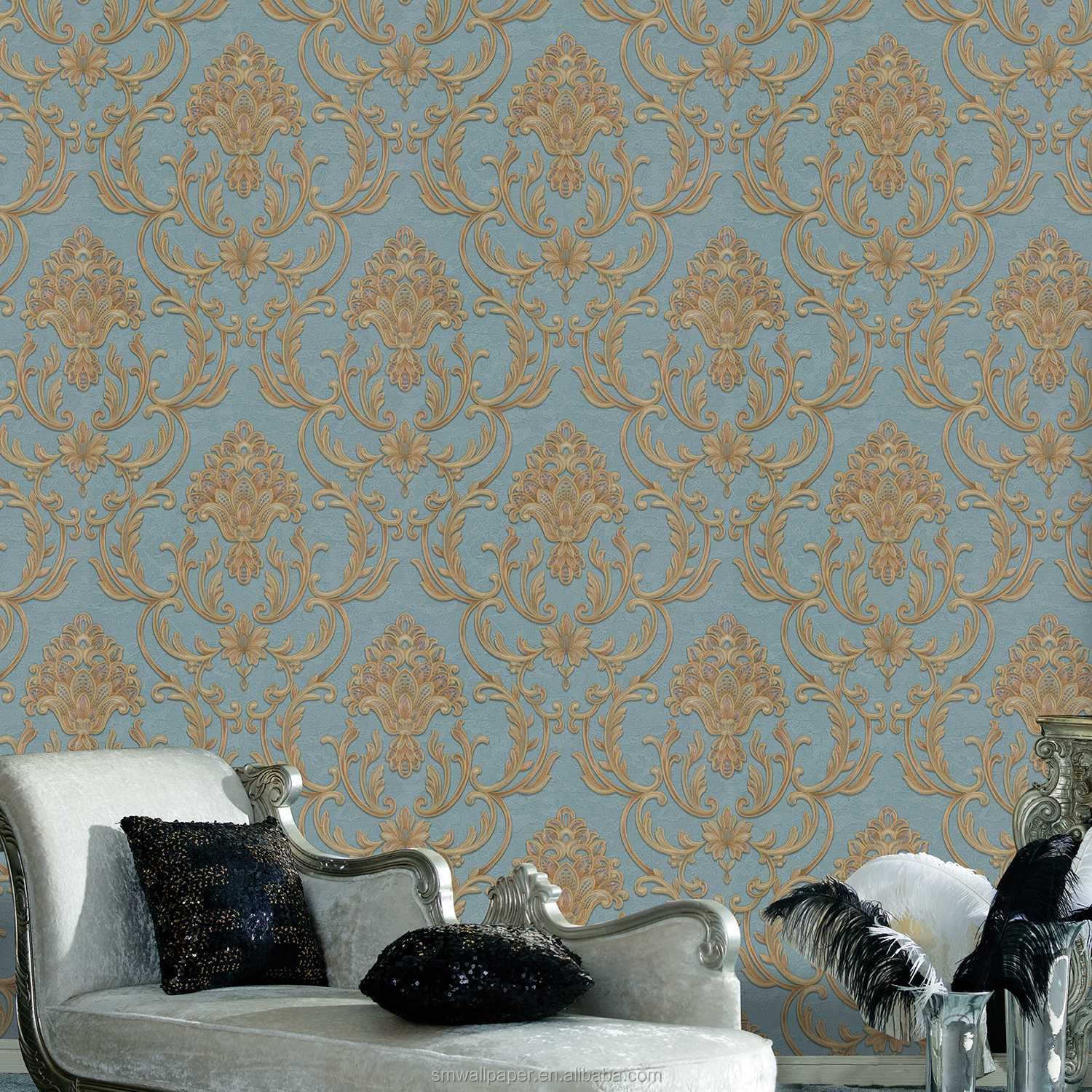 Italy Design Decorative PVC Wallpaper Embossed Papel De Parede Damask Wallpaper for Home