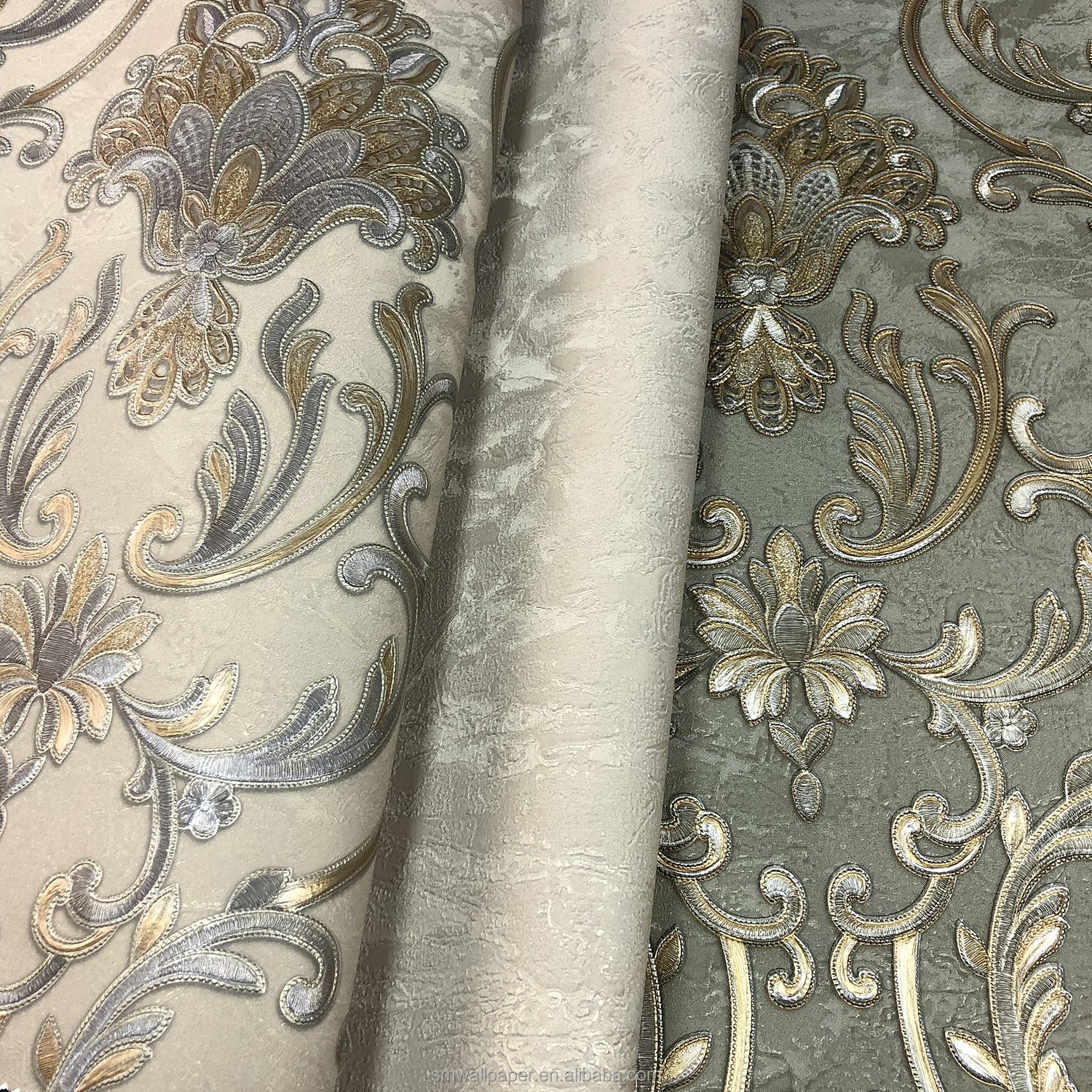 Italy Design Decorative PVC Wallpaper Embossed Papel De Parede Damask Wallpaper for Home