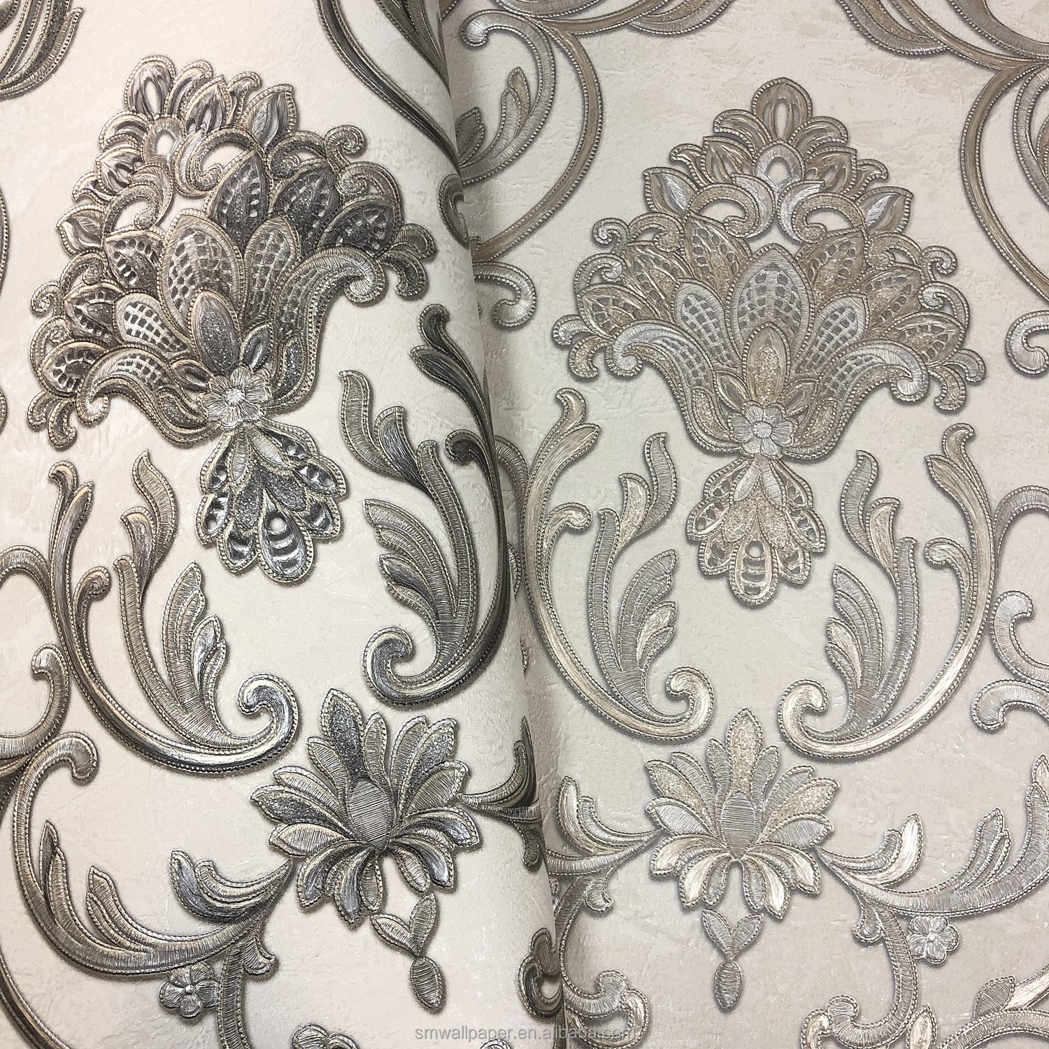 Italy Design Decorative PVC Wallpaper Embossed Papel De Parede Damask Wallpaper for Home