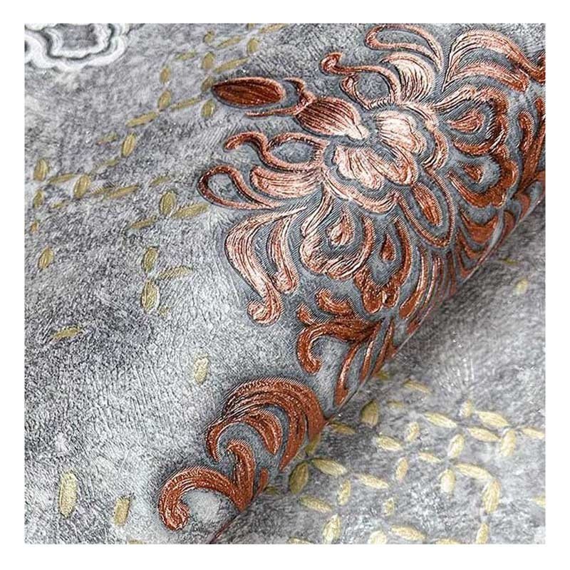 European Embossed Damask Wallpaper Living Room Bedroom TV Background Blue Waterproof Wallpaper Home Decoration Wallcovering