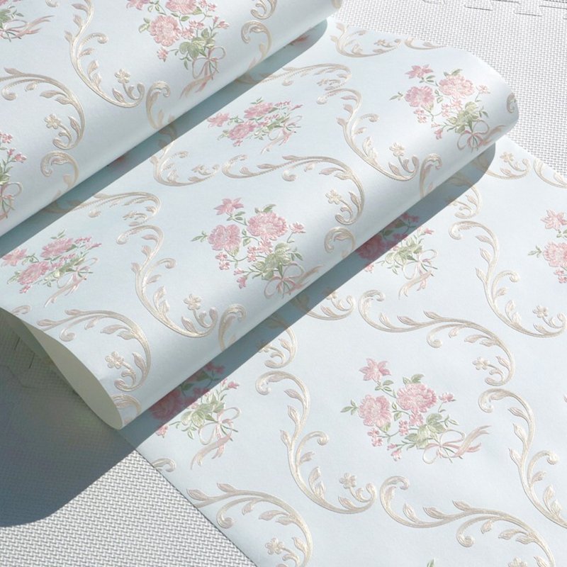 High Quality 3D Flower Wallpaper Roll Colorful Fine Carved Non-Woven Design Home Bedroom Decoration Easy Peel Stick Installation