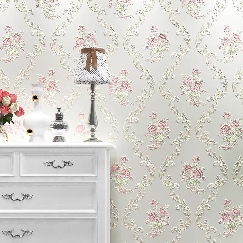 High Quality 3D Flower Wallpaper Roll Colorful Fine Carved Non-Woven Design Home Bedroom Decoration Easy Peel Stick Installation