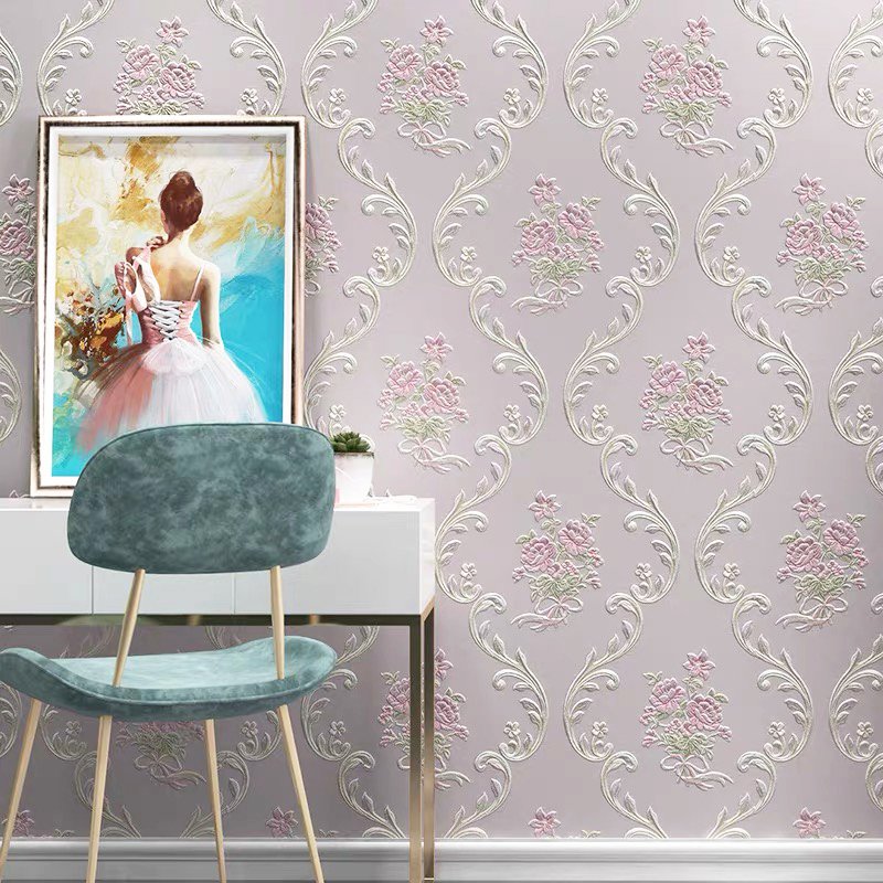 High Quality 3D Flower Wallpaper Roll Colorful Fine Carved Non-Woven Design Home Bedroom Decoration Easy Peel Stick Installation