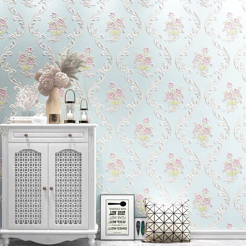 High Quality 3D Flower Wallpaper Roll Colorful Fine Carved Non-Woven Design Home Bedroom Decoration Easy Peel Stick Installation