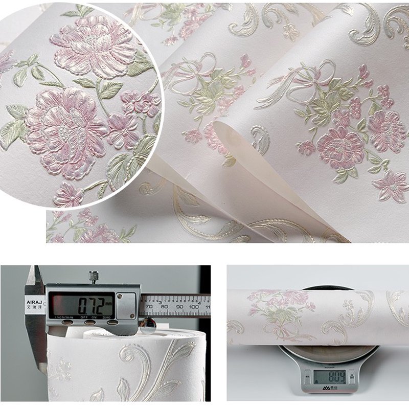 High Quality 3D Flower Wallpaper Roll Colorful Fine Carved Non-Woven Design Home Bedroom Decoration Easy Peel Stick Installation