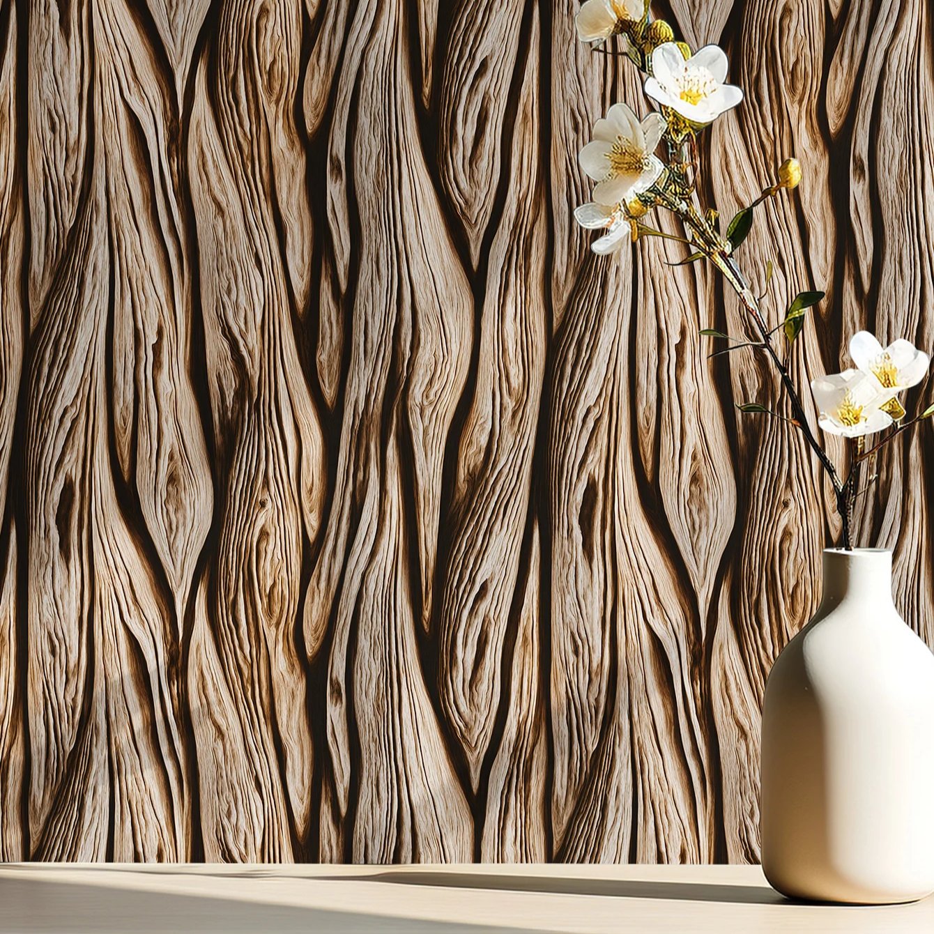 Self adhesive waterproof and stain resistant retro thick brown 3D wood grain background decorative wallpaper, home wallpaper