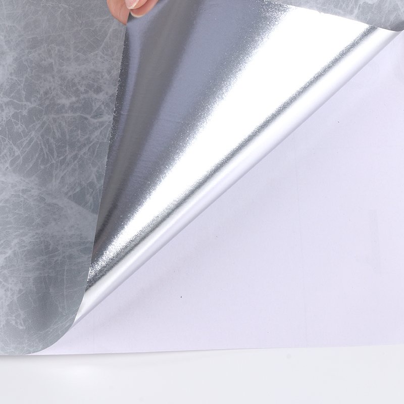Silver Back Marble Film Self-Adhesive Oil Proof Waterproof PVC Wallpaper Cheap Peel & Stick Kitchen Decoration for Kitchen